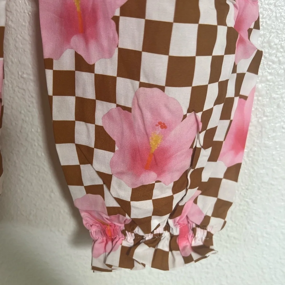 Kira Hawaii Checkered Hibiscus Jumpsuit